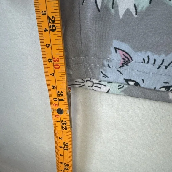 Munki Munki Pajama Set XL Gray Pastel Cat Face Bow Print Button Up Super Soft - Picture 7 of 11